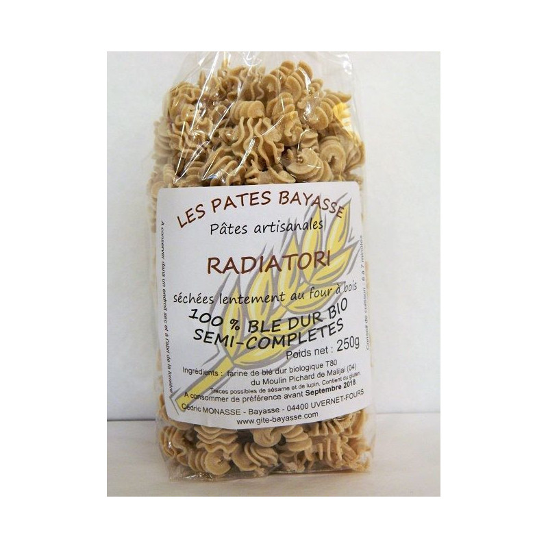 Pâtes ""Radiatori"" 100% blé Dur Bio Semi-complète 250gr