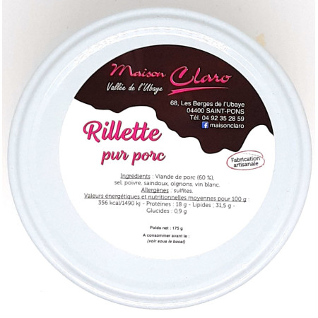 Rillette de porc 175 gr